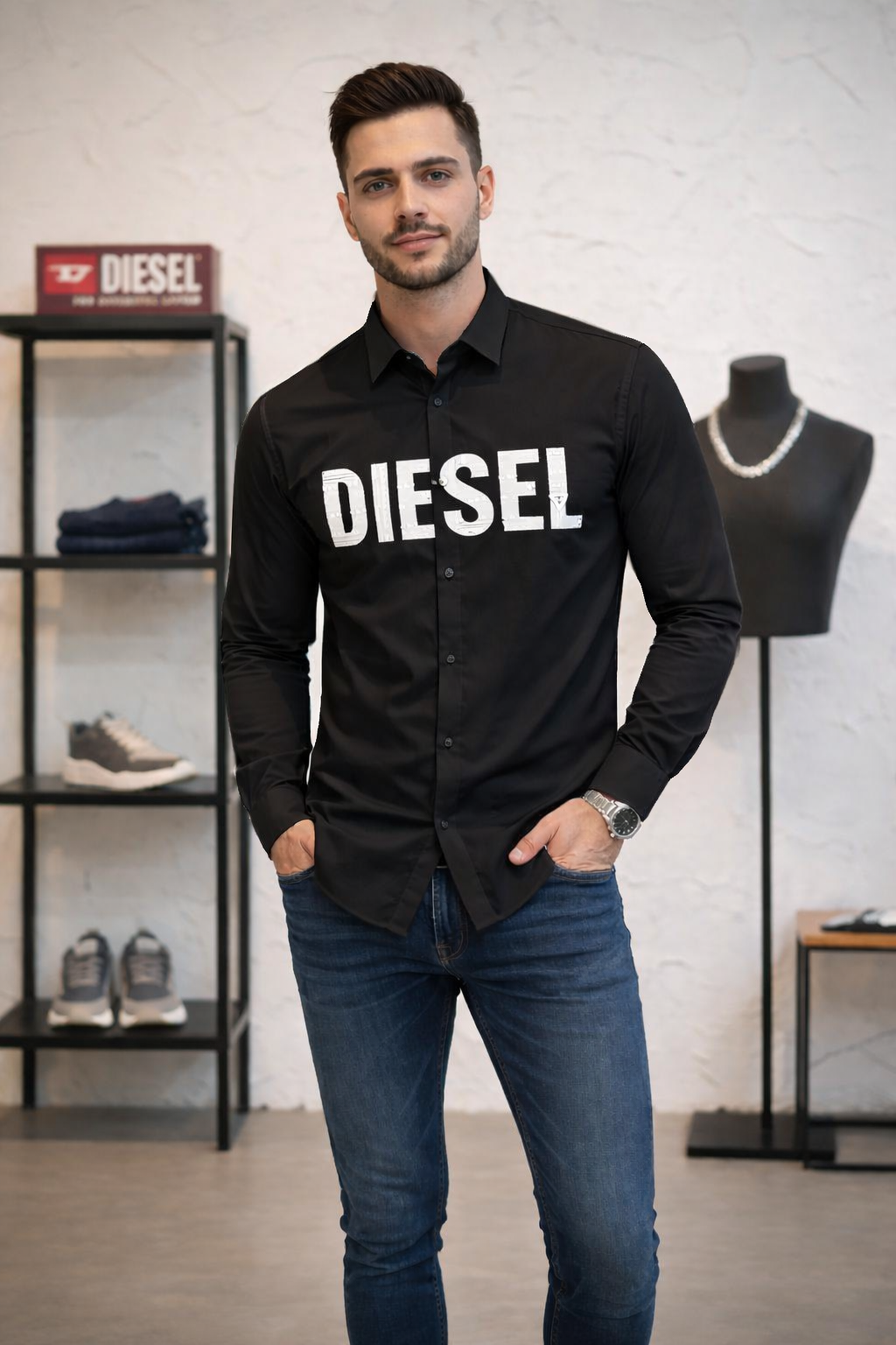 Urban Diesel Style Black Statement Shirt