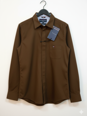 U.S. Polo Assn. Men’s Signature Brown Slim-Fit Cotton Shirt