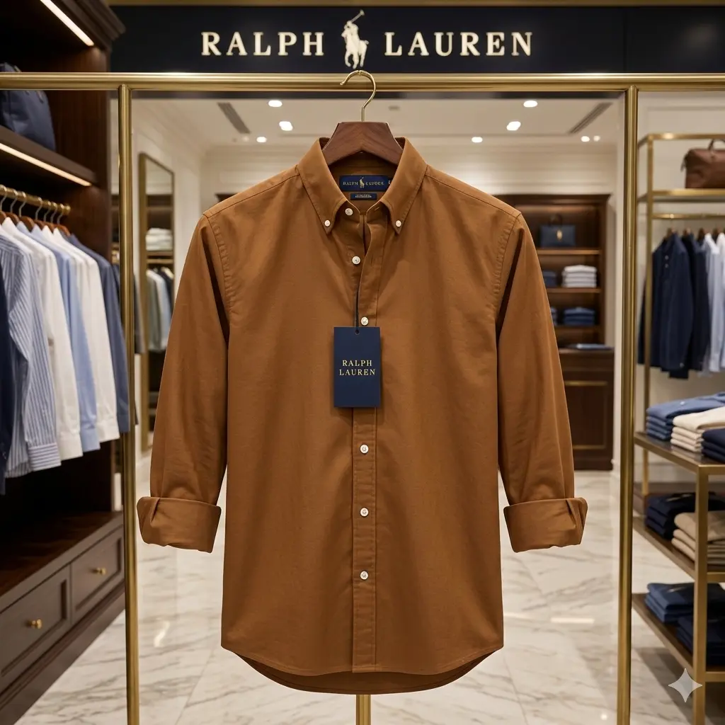 Drezola Original Ralph Lauren Solid Brown Shirt | Cotton Casual Shirt