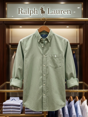Best Premium Ralph Lauren Oxford Olive Green Slim Fit Cotton Casual Shirt