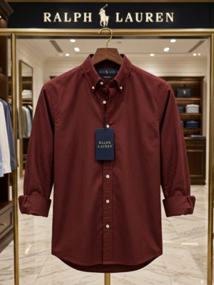 Best Premium Original Ralph Lauren Maroon Shirt – Cotton Shirt for Men