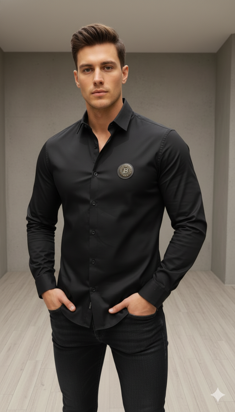 Drezola Balmain Original Premium Black Shirt Designer with Signature Premium Quality Shirt - Image 4