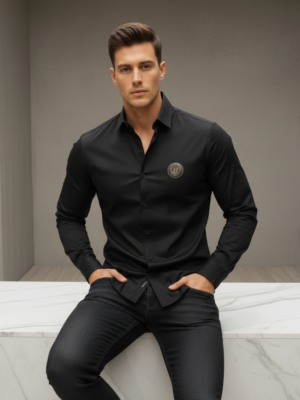 Drezola Balmain Original Premium Black Shirt Designer with Signature Premium Quality Shirt