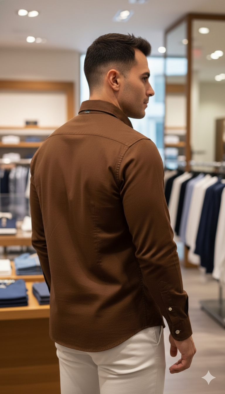Drezola Premium Style Shirt Classic Brown Oxford Shirt - Image 3