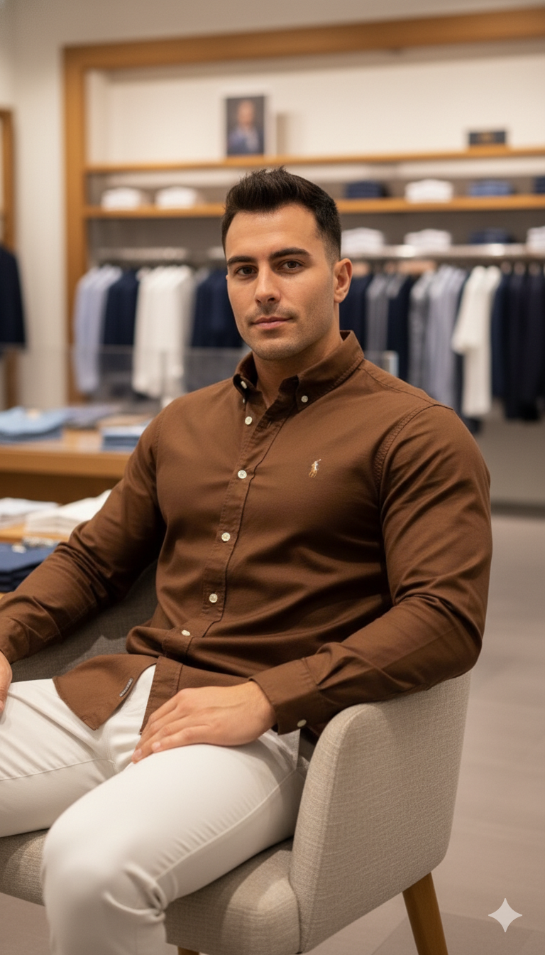 Drezola Premium Style Shirt Classic Brown Oxford Shirt - Image 5