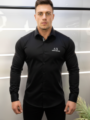 Premium Branded Shirt | Drezola | Black Slim-Fit Shirt