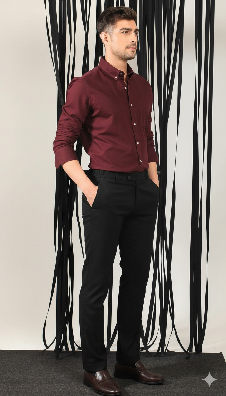 Drezola Best Oxford Premium Wine MaroonMen’s Cotton Casual Shirt - Image 2