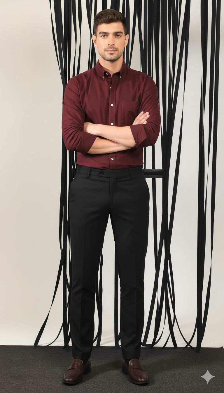 Drezola Best Oxford Premium Wine MaroonMen’s Cotton Casual Shirt - Image 3