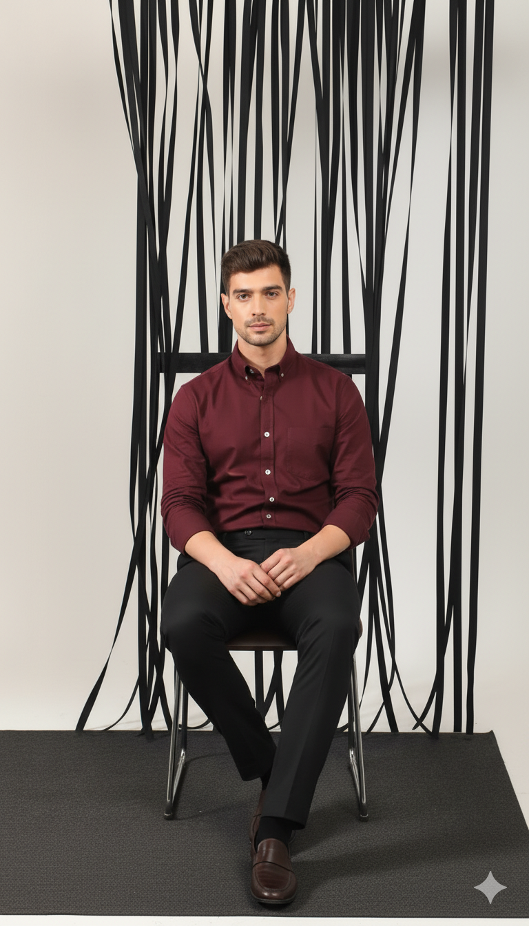 Drezola Best Oxford Premium Wine MaroonMen’s Cotton Casual Shirt - Image 4