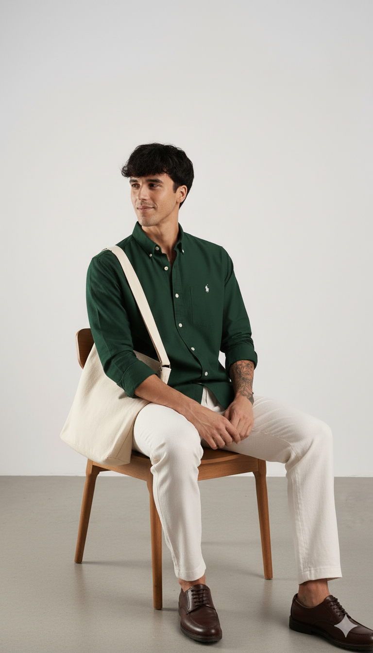 Drezola Best Oxford Premium Slim-Fit Men’s Solid Cotton Shirt - Image 4