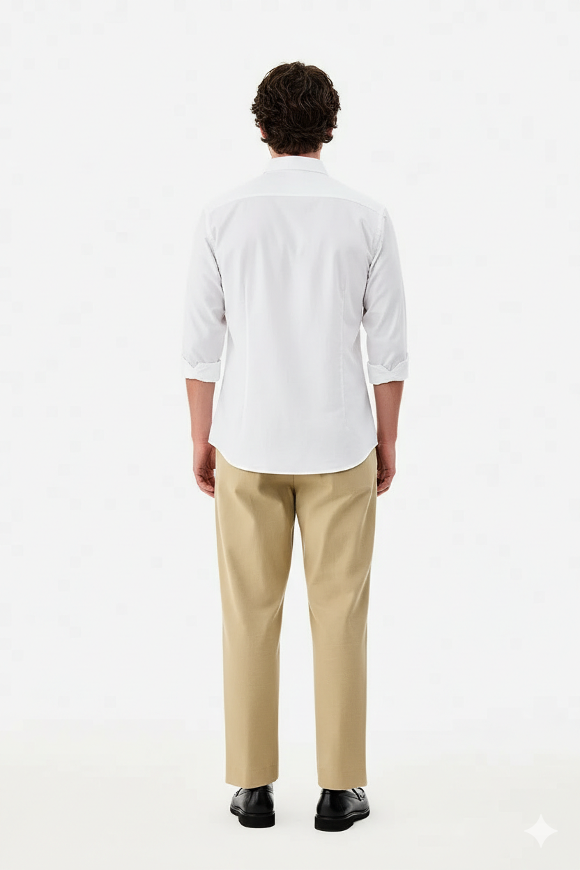 Best Premium Oxford Men’s White Cotton Casual Shirt – Slim Fit Solid White Button-Down Shirt - Image 5