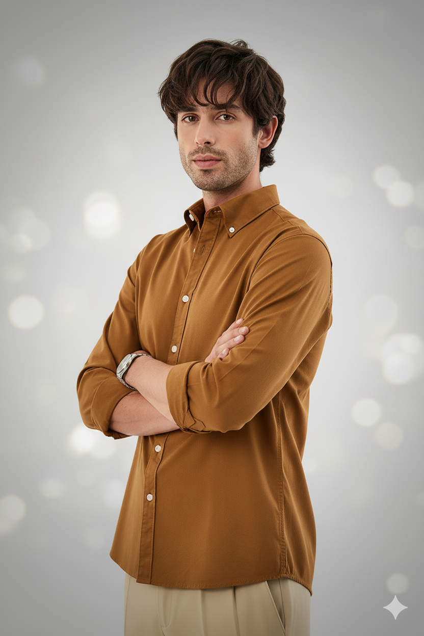Drezola Original Ralph Lauren Solid Brown Shirt | Cotton Casual Shirt - Image 5