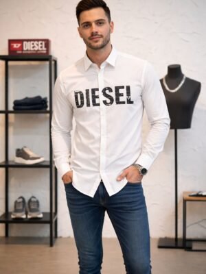 Diesel Urban Bold White Printed Statement Shirt for Men