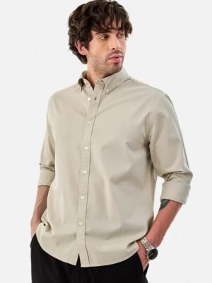 Drezola Best Oxford Men’s Premium Slim-Fit Formal Shirt – Soft Beige