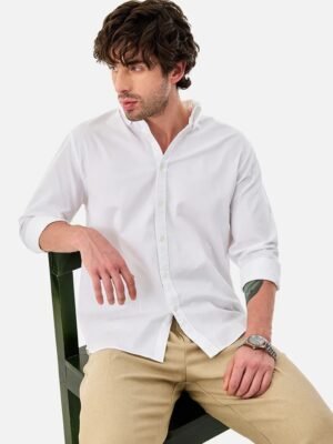 Best Premium Oxford Men’s White Cotton Casual Shirt – Slim Fit Solid White Button-Down Shirt