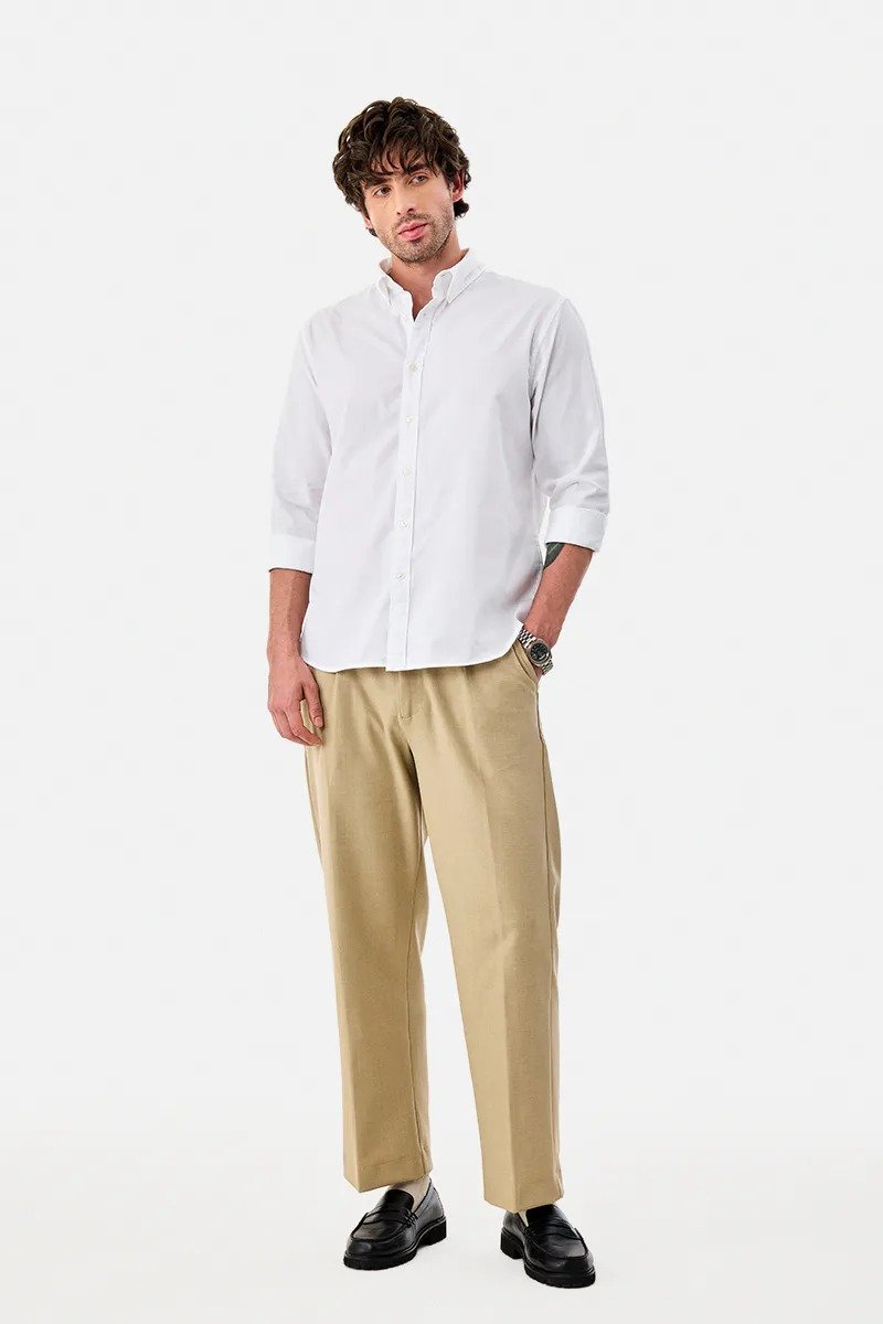 Best Premium Oxford Men’s White Cotton Casual Shirt – Slim Fit Solid White Button-Down Shirt - Image 3