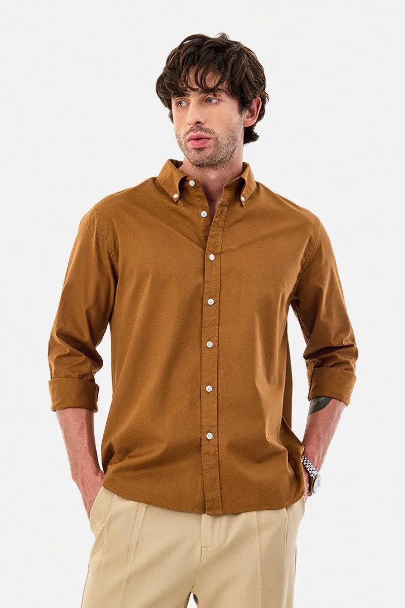 Drezola Original Ralph Lauren Solid Brown Shirt | Cotton Casual Shirt - Image 2