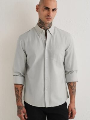 Best Premium Ralph Lauren Oxford Men’s Light Grey Slim cotton Shirt