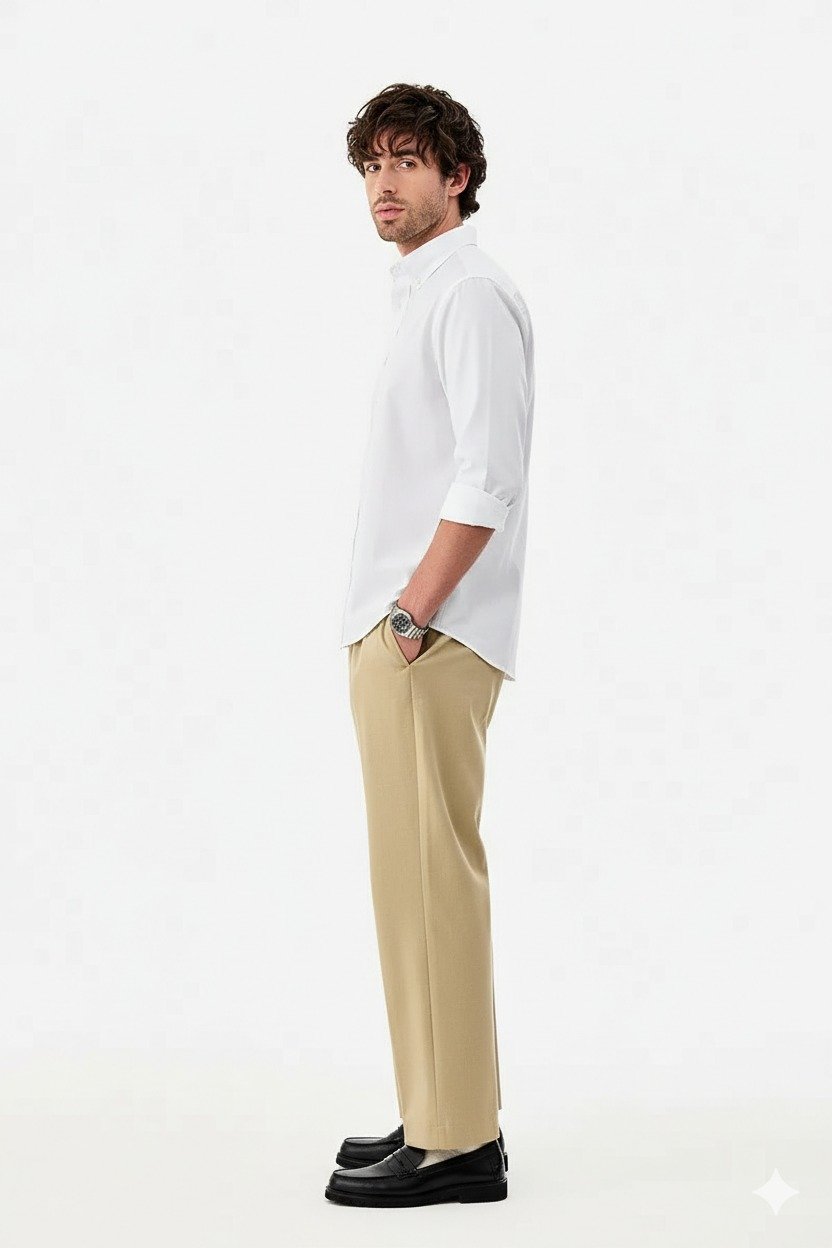 Best Premium Oxford Men’s White Cotton Casual Shirt – Slim Fit Solid White Button-Down Shirt - Image 2