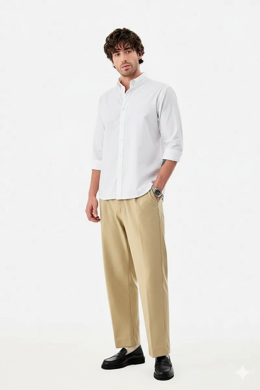 Best Premium Oxford Men’s White Cotton Casual Shirt – Slim Fit Solid White Button-Down Shirt - Image 6